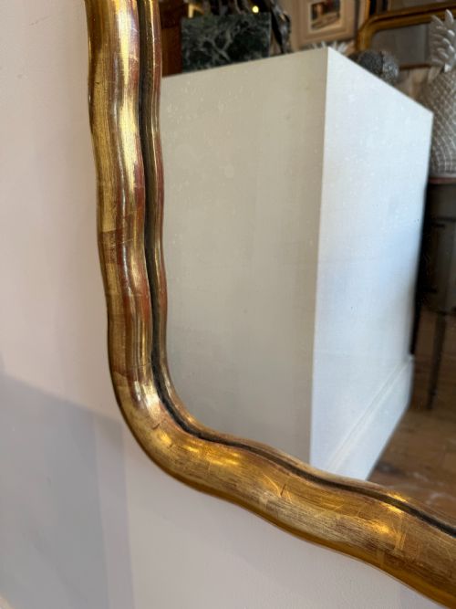 LARGE FRENCH WAVY EDGE GILT MIRROR - ADDITIONAL PHOTO 5