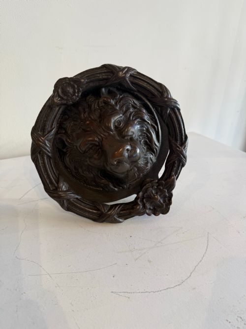 OVERSIZE ANTIQUE BRONZE LION DOOR KNOCKER - ADDITIONAL PHOTO 1
