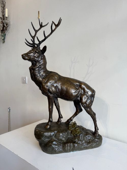 large antique bronze stag after je masson - CATEGORY: ANTIQUE SCULPTURES - DATED 1900