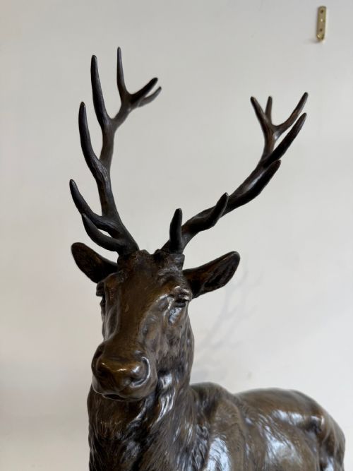LARGE ANTIQUE BRONZE STAG AFTER JE MASSON - ADDITIONAL PHOTO 3