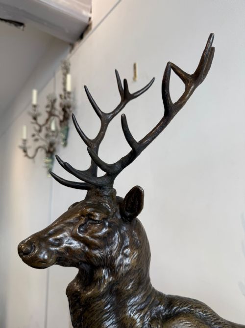 LARGE ANTIQUE BRONZE STAG AFTER JE MASSON - ADDITIONAL PHOTO 4
