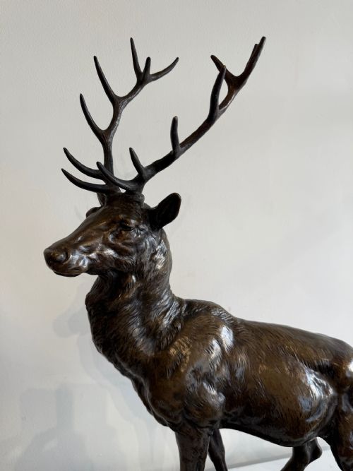 LARGE ANTIQUE BRONZE STAG AFTER JE MASSON - ADDITIONAL PHOTO 5