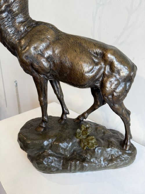 LARGE ANTIQUE BRONZE STAG AFTER JE MASSON - ADDITIONAL PHOTO 6
