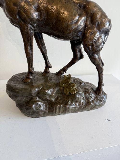 LARGE ANTIQUE BRONZE STAG AFTER JE MASSON - ADDITIONAL PHOTO 7