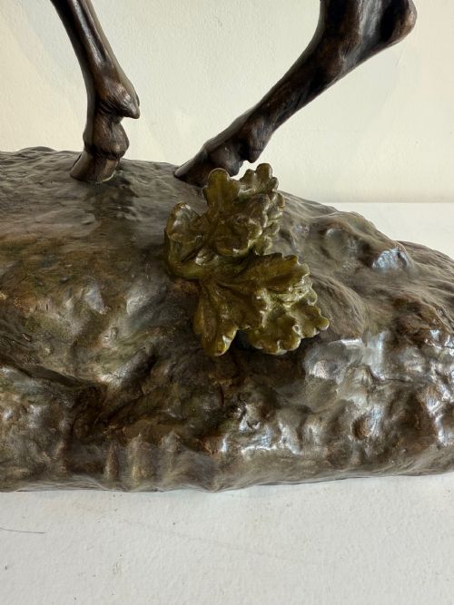 LARGE ANTIQUE BRONZE STAG AFTER JE MASSON - ADDITIONAL PHOTO 9