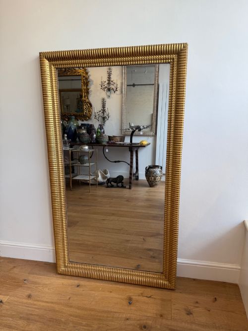 LARGE FRENCH ANTIQUE GILT RIPPLE MIRROR - ADDITIONAL PHOTO 1