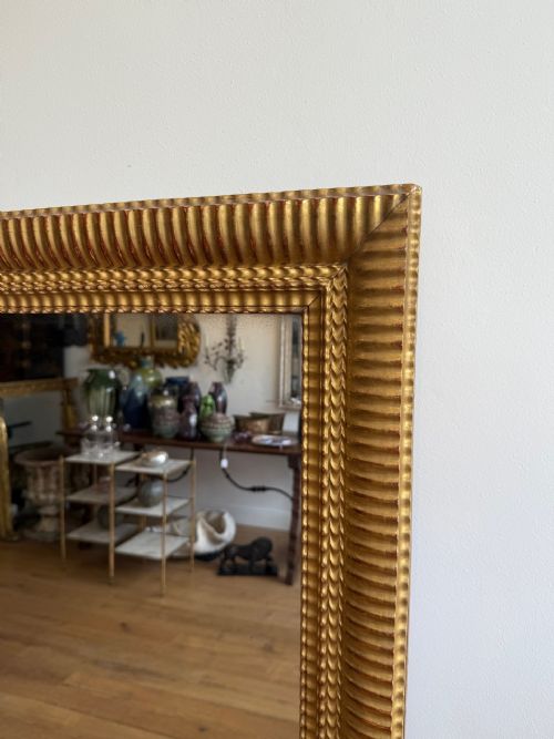 LARGE FRENCH ANTIQUE GILT RIPPLE MIRROR - ADDITIONAL PHOTO 2