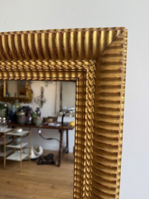 LARGE FRENCH ANTIQUE GILT RIPPLE MIRROR - ADDITIONAL PHOTO 3