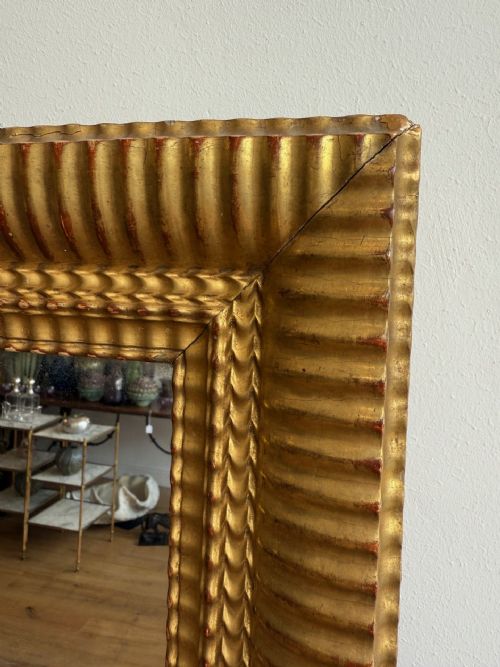 LARGE FRENCH ANTIQUE GILT RIPPLE MIRROR - ADDITIONAL PHOTO 4