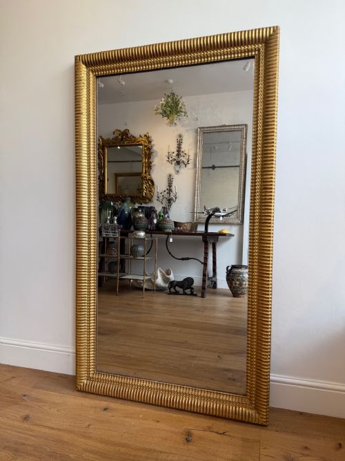 LARGE FRENCH ANTIQUE GILT RIPPLE MIRROR - ADDITIONAL PHOTO 6