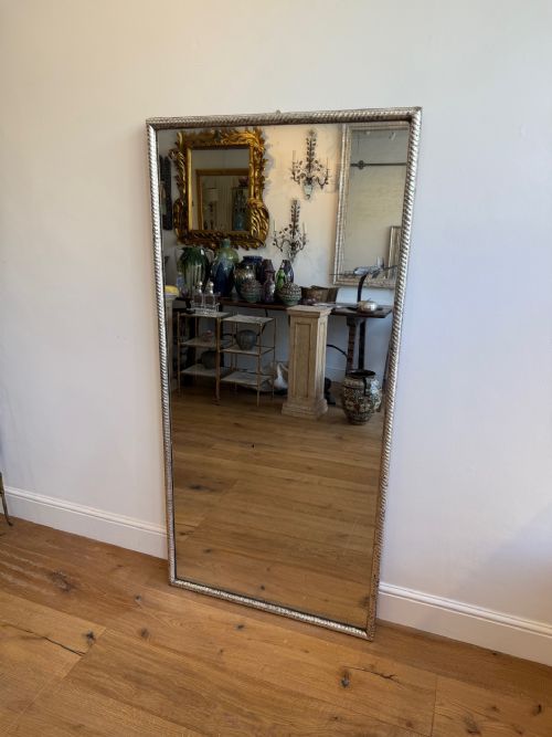 LARGE FRENCH ANTIQUE SILVER GILT ROPE TWIST MIRROR - ADDITIONAL PHOTO 1