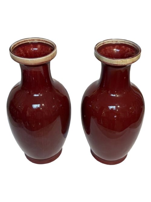 TWO SANG DE BOEUF VASES - ADDITIONAL PHOTO 1