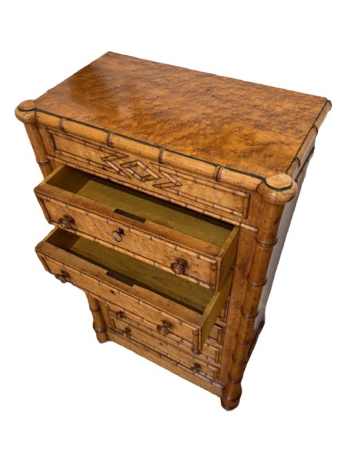 FAUX BAMBOO COLUMN CHEST OF SMALL PROPORTIONS - ADDITIONAL PHOTO 3