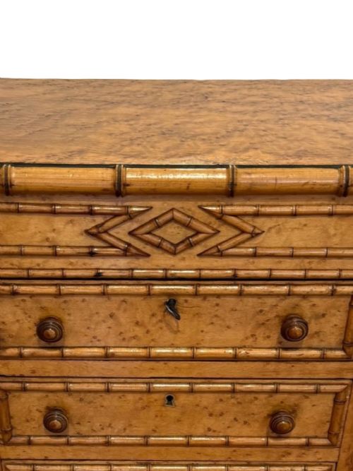 FAUX BAMBOO COLUMN CHEST OF SMALL PROPORTIONS - ADDITIONAL PHOTO 4
