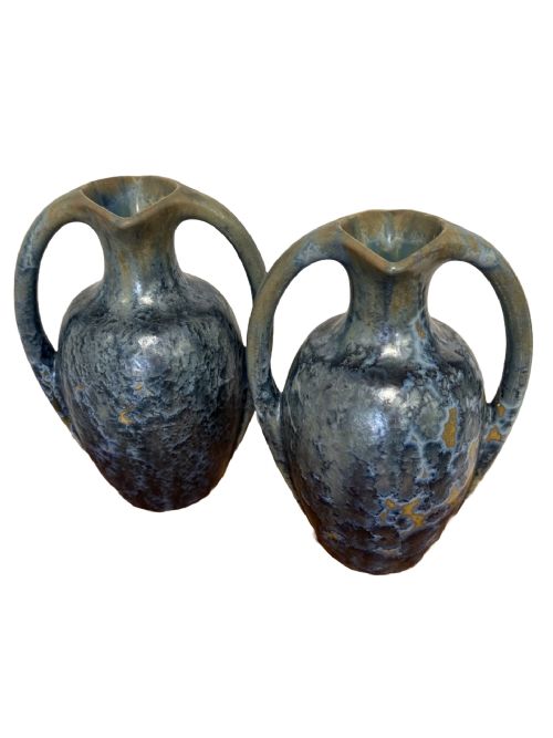 PAIR OF FRENCH PIERREFONDS BLUE CRYSTALLINE GLAZE VASES - ADDITIONAL PHOTO 1