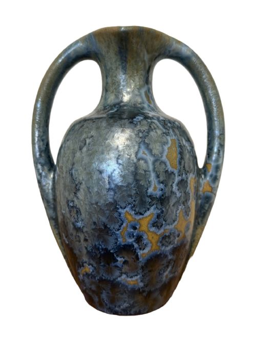 PAIR OF FRENCH PIERREFONDS BLUE CRYSTALLINE GLAZE VASES - ADDITIONAL PHOTO 2