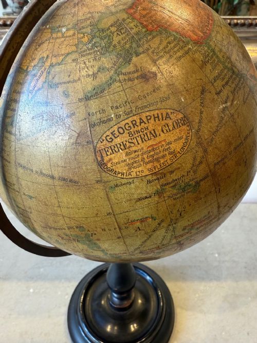 ENGLISH ANTIQUE LIBRARY GLOBE - ADDITIONAL PHOTO 2