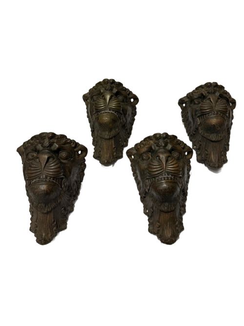 SET OF 4 BRONZE LION BILLIARD POCKETS - ADDITIONAL PHOTO 1