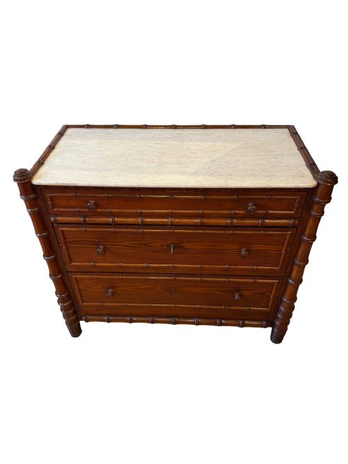 FRENCH 19TH CENTURY FAUX BAMBOO CHEST OF DRAWERS - ADDITIONAL PHOTO 1