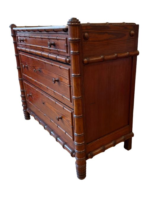 FRENCH 19TH CENTURY FAUX BAMBOO CHEST OF DRAWERS - ADDITIONAL PHOTO 2
