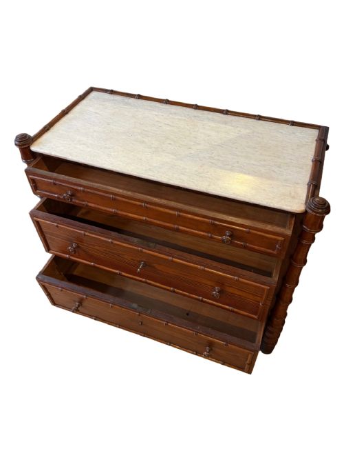 FRENCH 19TH CENTURY FAUX BAMBOO CHEST OF DRAWERS - ADDITIONAL PHOTO 4