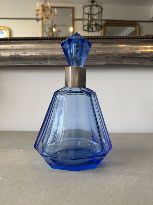 ART DECO SILVER MOUNTED BLUE DECANTER - ADDITIONAL PHOTO 1