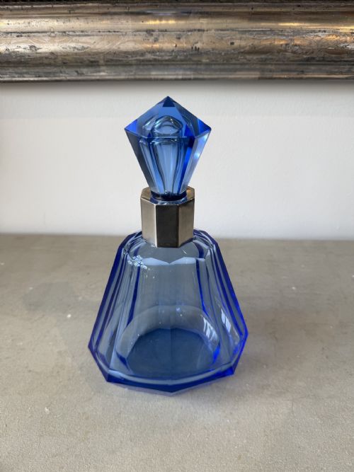 ART DECO SILVER MOUNTED BLUE DECANTER - ADDITIONAL PHOTO 2