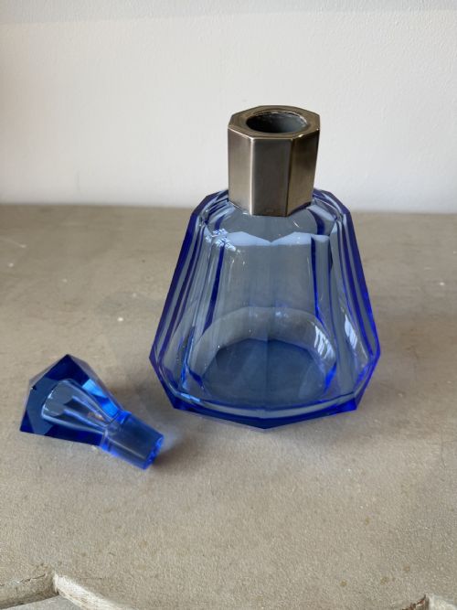 ART DECO SILVER MOUNTED BLUE DECANTER - ADDITIONAL PHOTO 4
