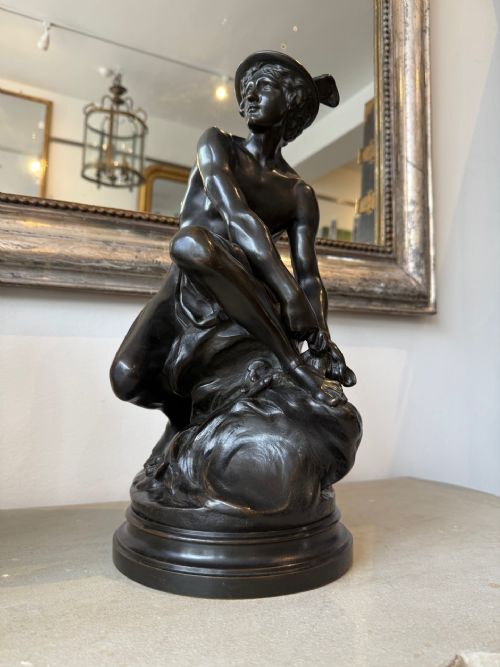 19TH CENTURY BRONZE OF SEATED MERCURY - ADDITIONAL PHOTO 1