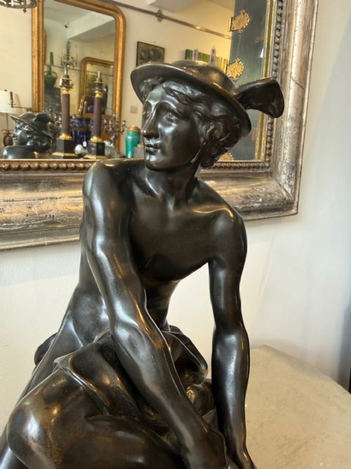 19TH CENTURY BRONZE OF SEATED MERCURY - ADDITIONAL PHOTO 2