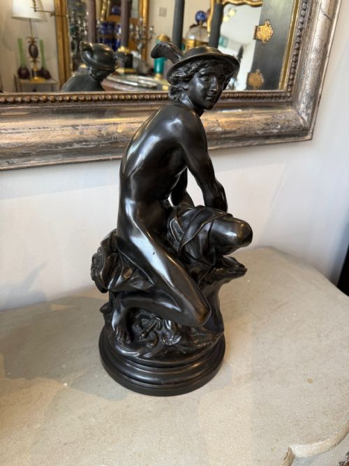 19TH CENTURY BRONZE OF SEATED MERCURY - ADDITIONAL PHOTO 3