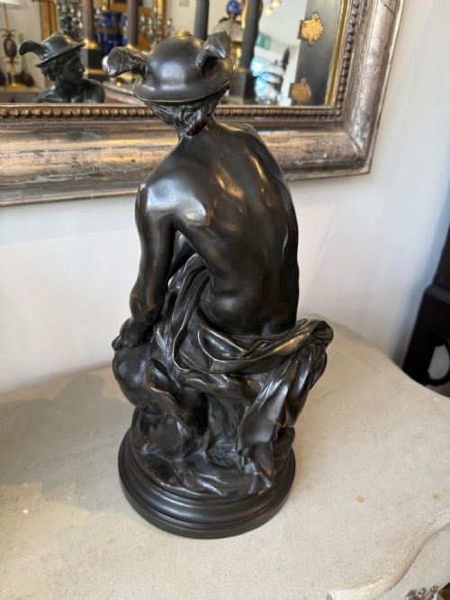 19TH CENTURY BRONZE OF SEATED MERCURY - ADDITIONAL PHOTO 4