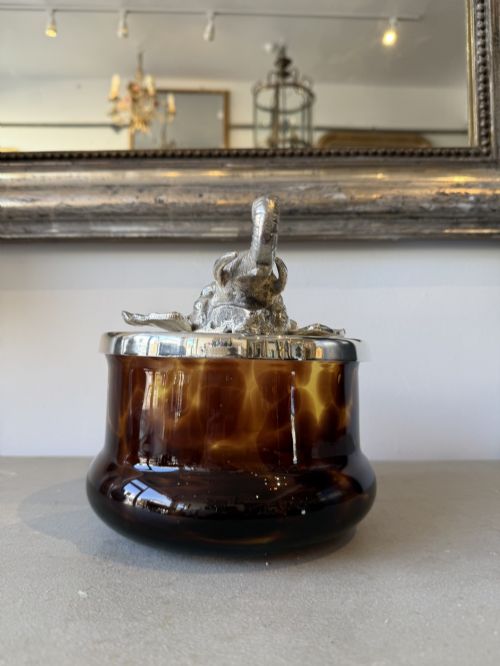 FAUX TORTOISESHELL BOWL WITH ELEPHANT LID - ADDITIONAL PHOTO 2