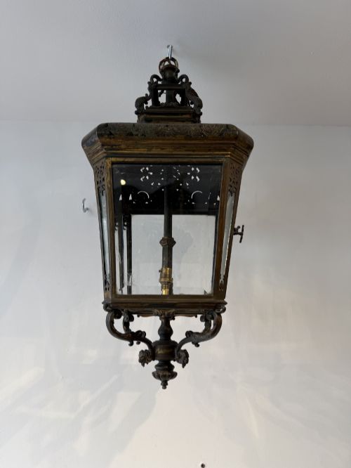 ANTIQUE BRONZE HALL LANTERN