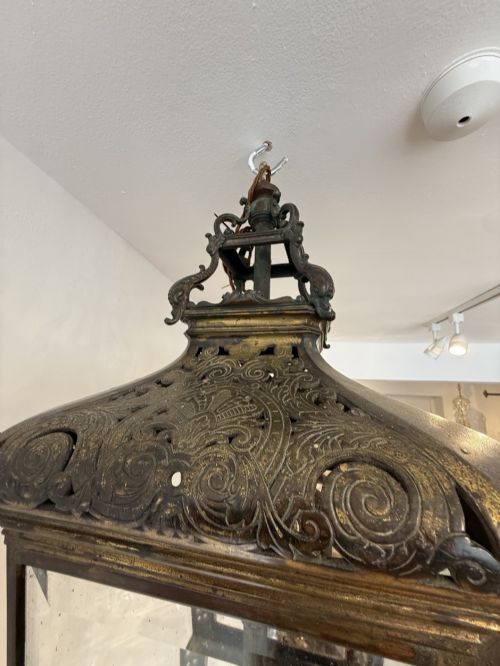 ANTIQUE BRONZE HALL LANTERN - ADDITIONAL PHOTO 4