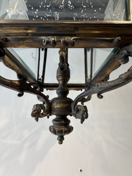 ANTIQUE BRONZE HALL LANTERN - ADDITIONAL PHOTO 7