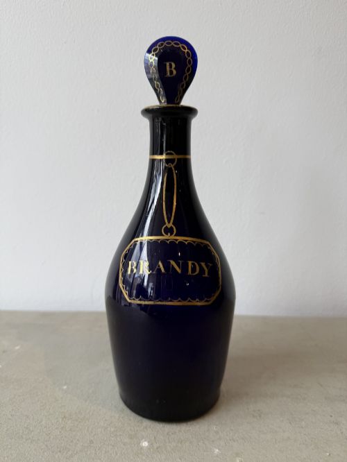 SET OF 3 GEORGIAN BRISTOL BLUE DECANTERS - ADDITIONAL PHOTO 2