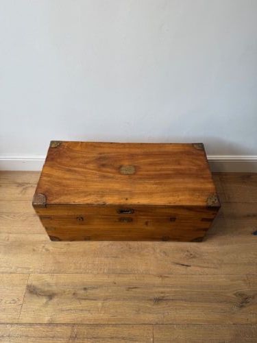 antique camphor wood campaign trunk - CATEGORY: ANTIQUE CHESTS - DATED 1890