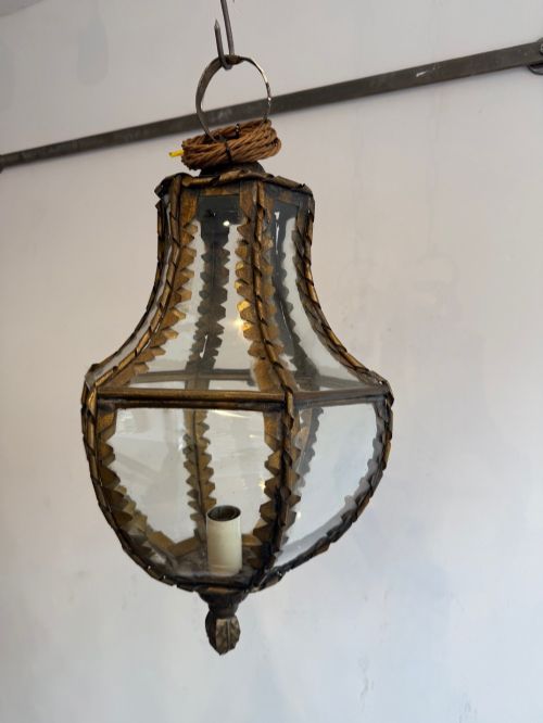BRASS CURVED GLASS LANTERN - ADDITIONAL PHOTO 2