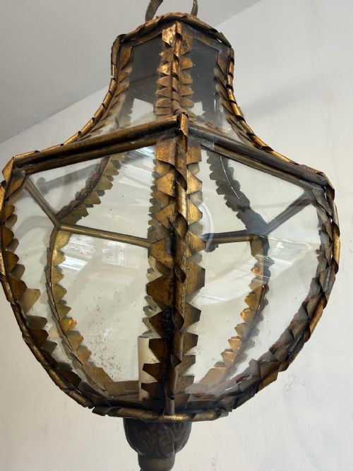 BRASS CURVED GLASS LANTERN - ADDITIONAL PHOTO 5