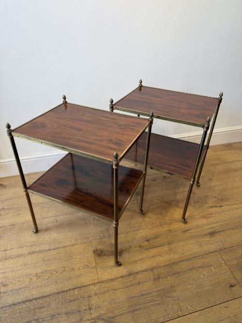 PAIR OF TWO TIER ETAGERES ATTRIBUTED TO MALLETT - ADDITIONAL PHOTO 4