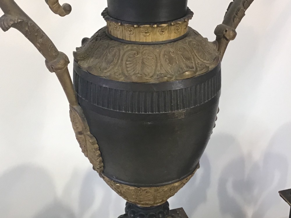 Large pair of Empire bronze and ormolu Cassolettes  View II