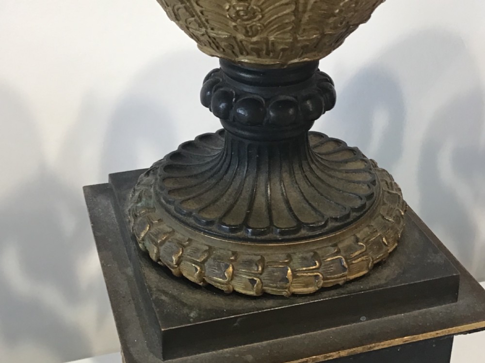 Large pair of Empire bronze and ormolu Cassolettes  View III