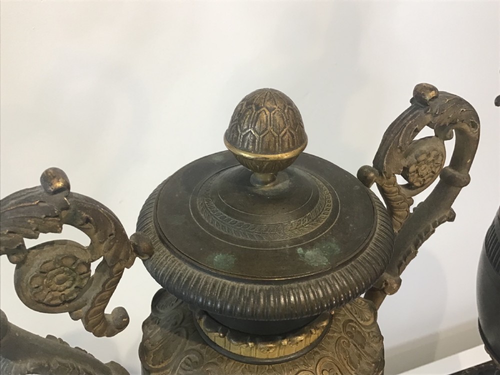 Large pair of Empire bronze and ormolu Cassolettes  View IV