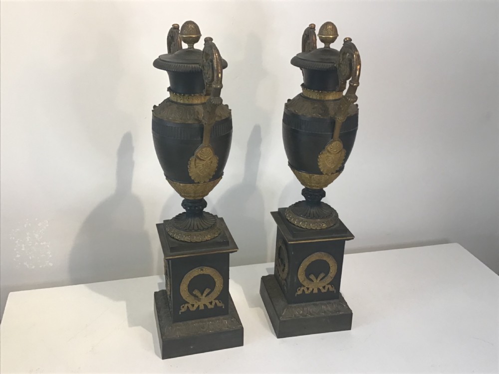 Large pair of Empire bronze and ormolu Cassolettes  View VI