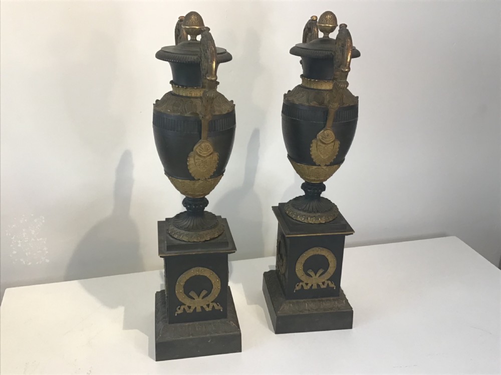 Large pair of Empire bronze and ormolu Cassolettes  View VII