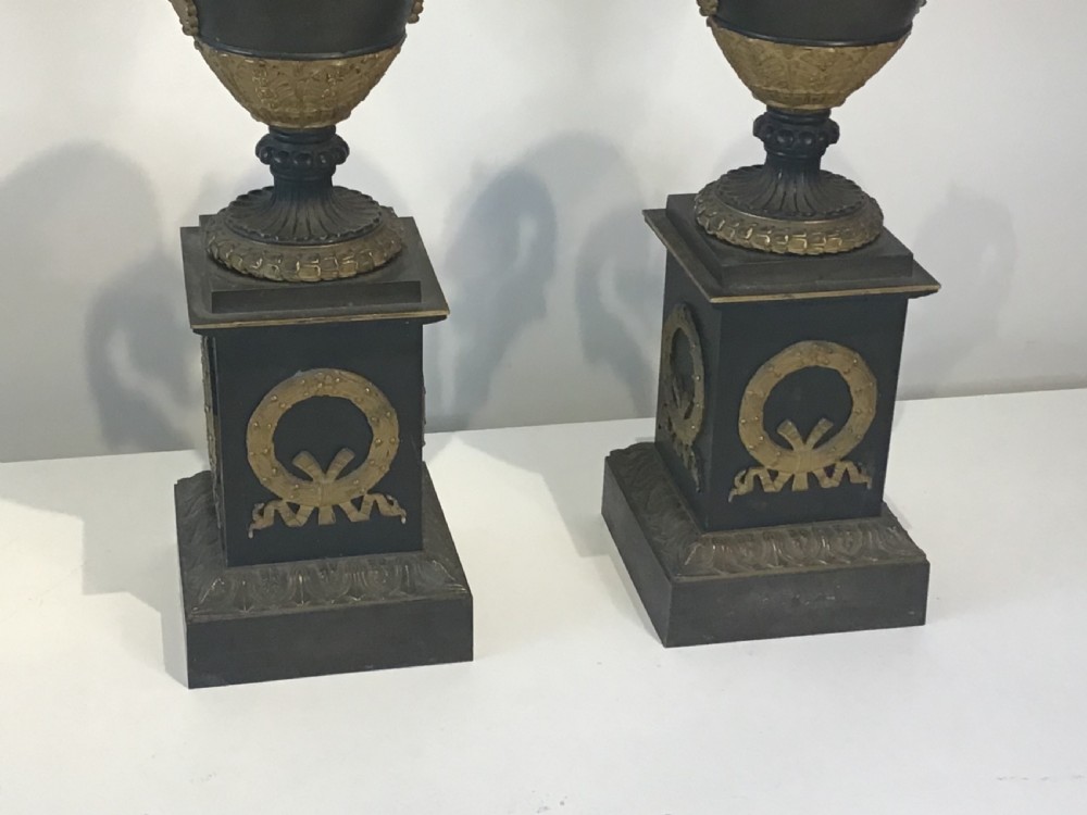 Large pair of Empire bronze and ormolu Cassolettes  View XI