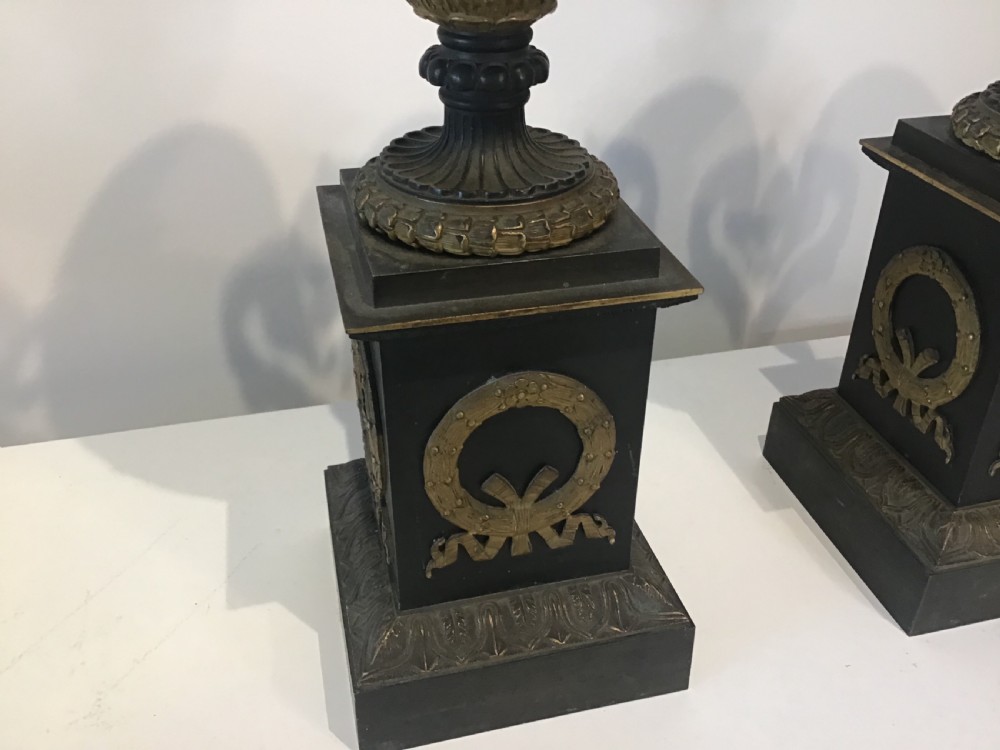 Large pair of Empire bronze and ormolu Cassolettes  View XII
