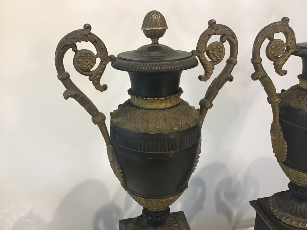 Large pair of Empire bronze and ormolu Cassolettes  View XIII