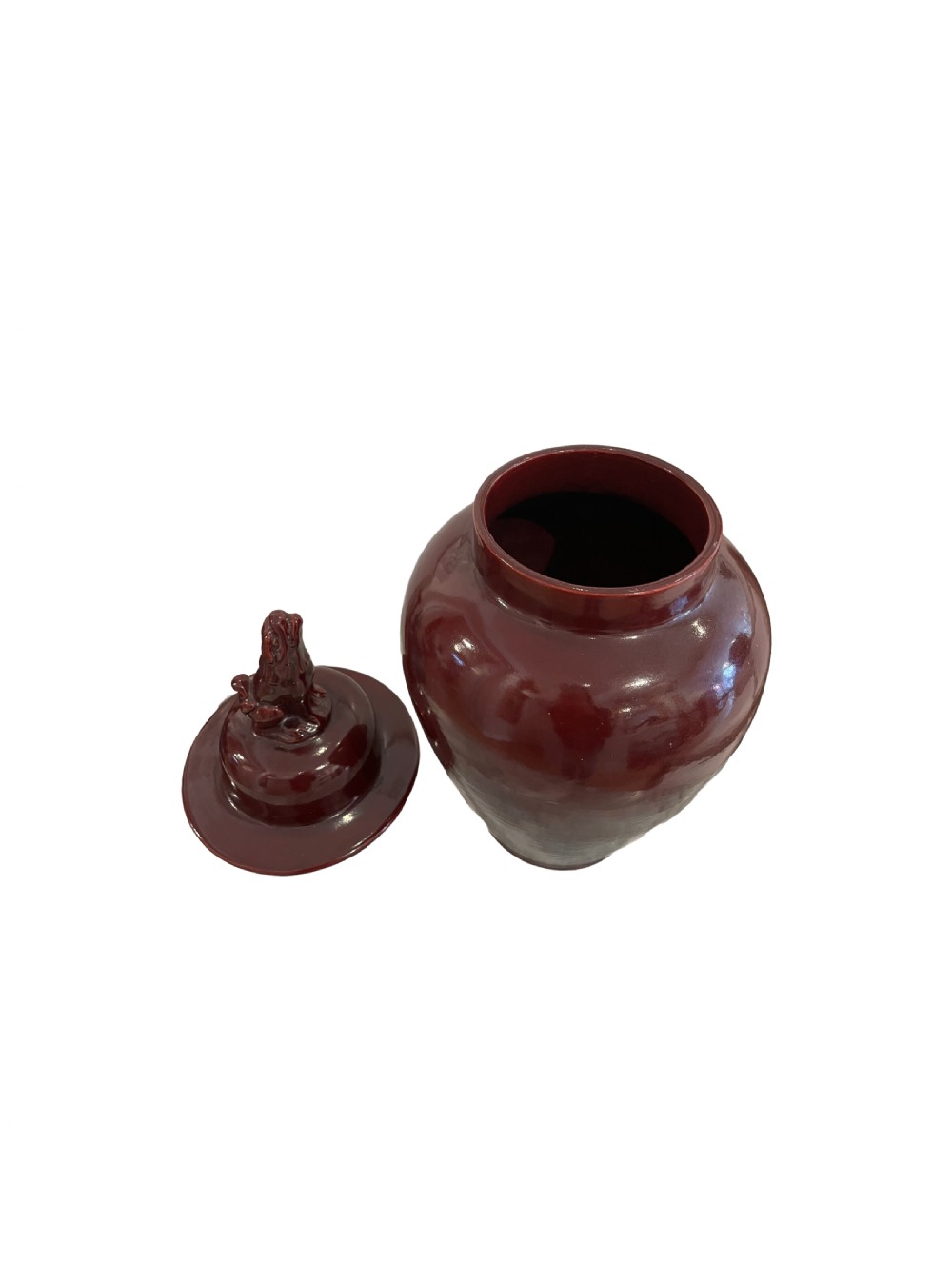 2 French pottery lidded vases  View II